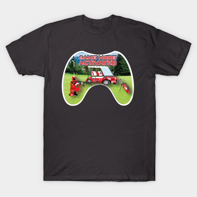 Red Golf Course Game Mode Activated White Trim T-Shirt by Sublime Expressions